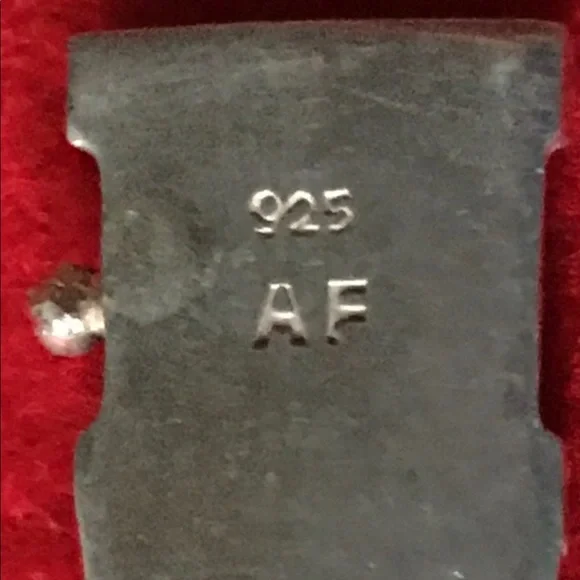 AF 925 silver & square cut garnet filigree bracelet - Picture 3 of 11